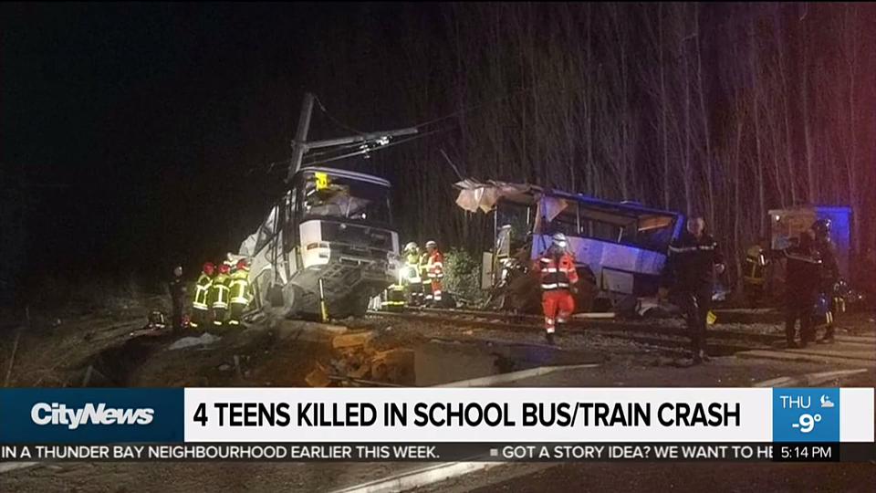 Train collides with school bus in France, killing 4 children