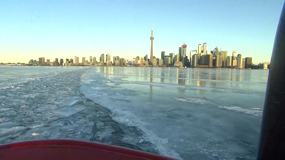 Icebreaker Hard At Work In Toronto Harbour
