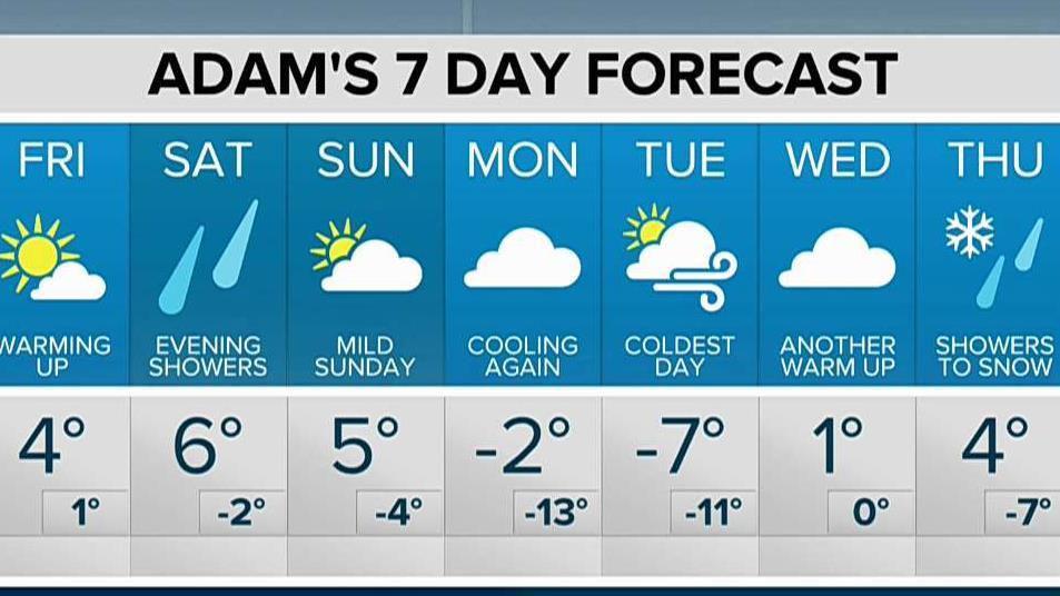 Rollercoaster temperatures for the next seven days