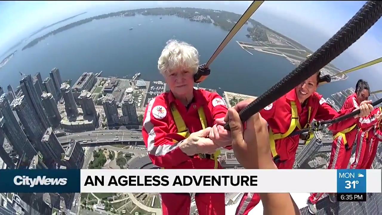 87 And Fearless Daredevil Senior Citizen Conquers Cn Tower Edge Walk