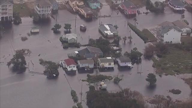 Aerial footage shows flooded North Carolina beach following Hurricane ...