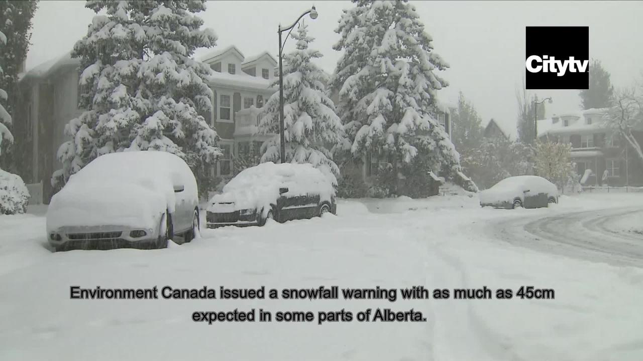 Snowfall in Calgary on Oct. 2, 2018