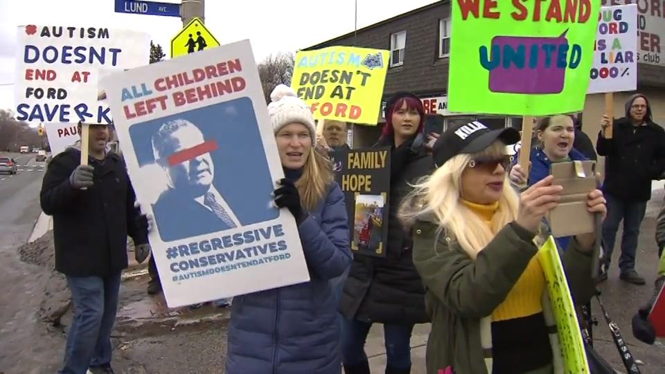 Protest over autism program changes held outside Ford’s constituency office