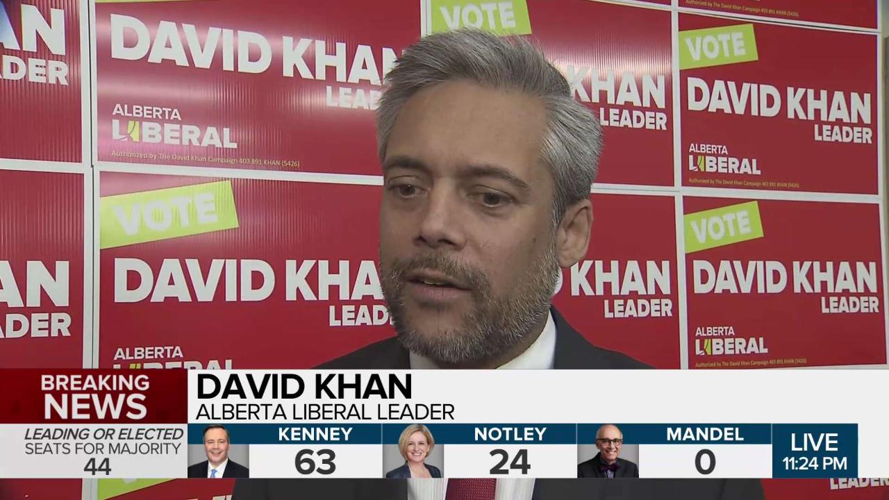 Liberal Leader David Khan reacts to election results