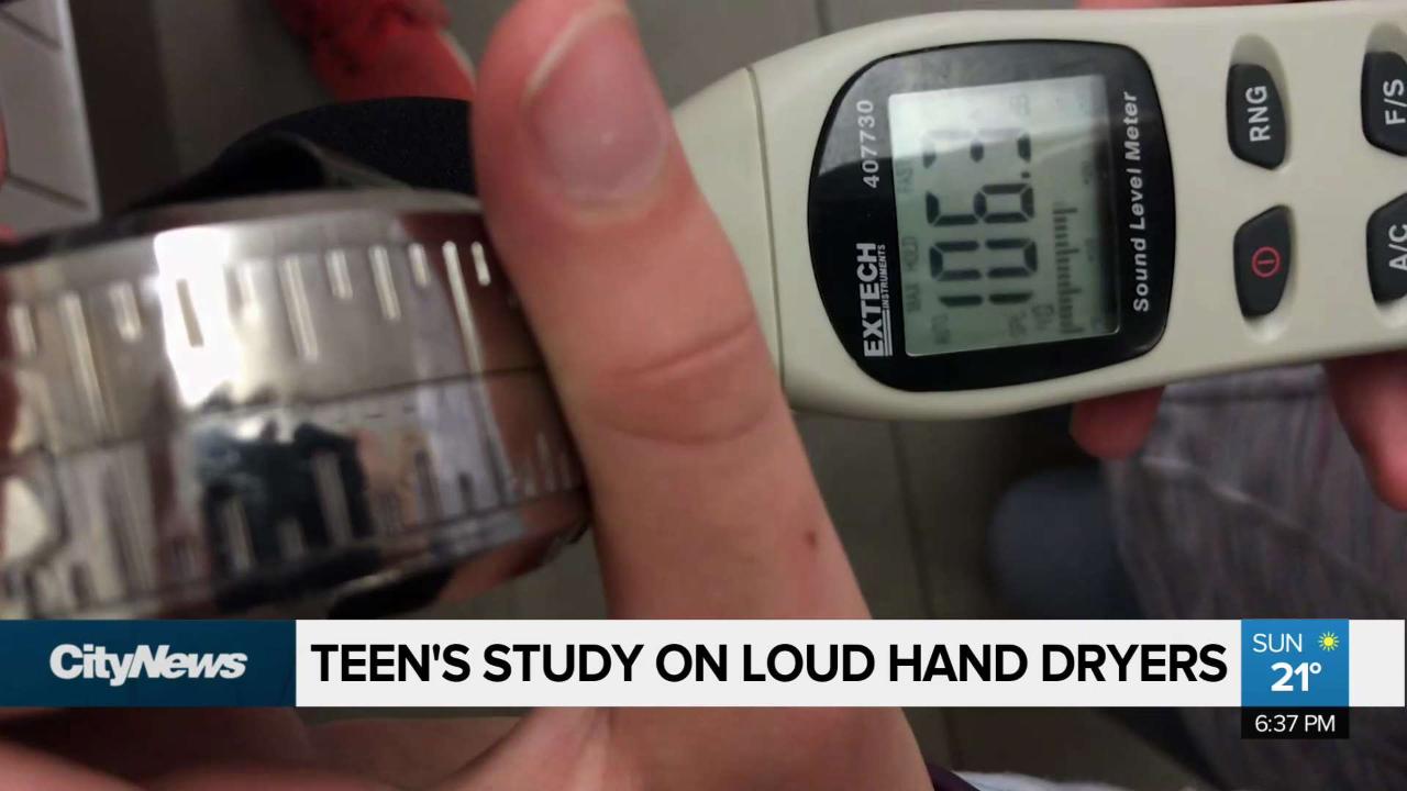 Teen's study on loud hand dryers
