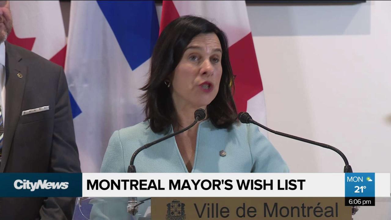 Montreal mayor's wish list