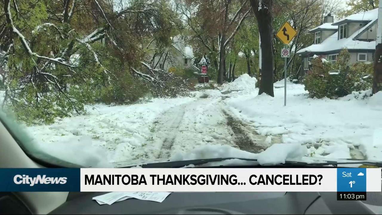 Winter storm cancels thanksgiving for some Manitobans