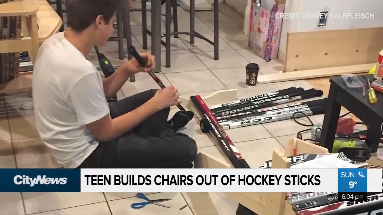 Alberta teen needs more hockey sticks to build chairs - CityNews Edmonton