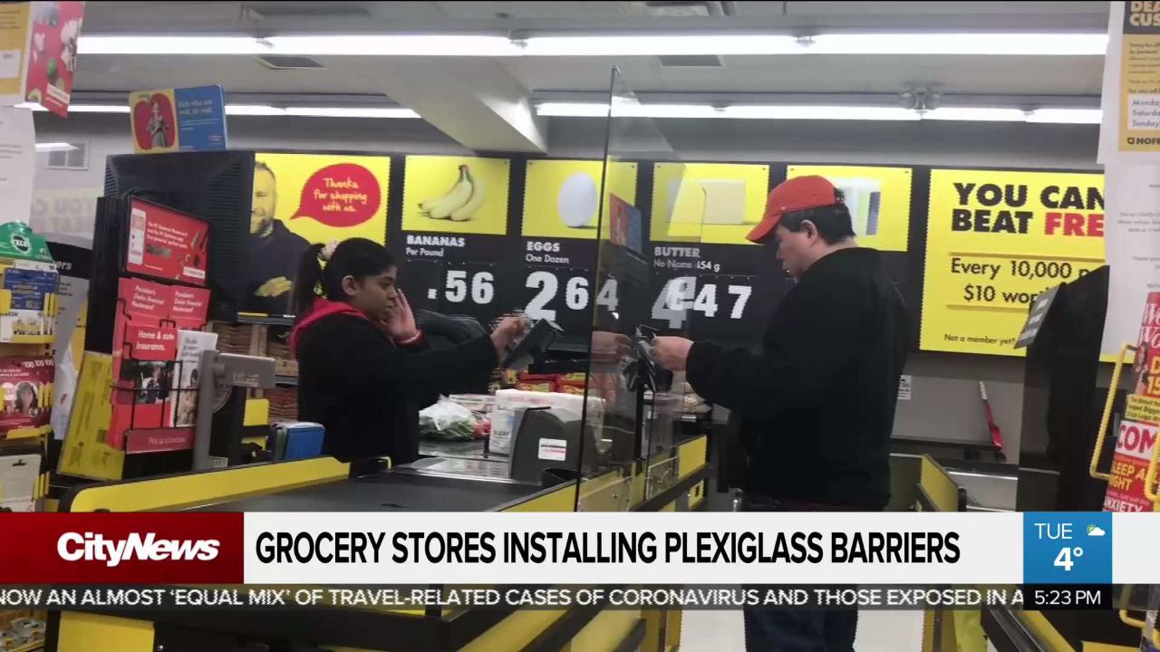 Business report Grocery stores install plexiglass shields