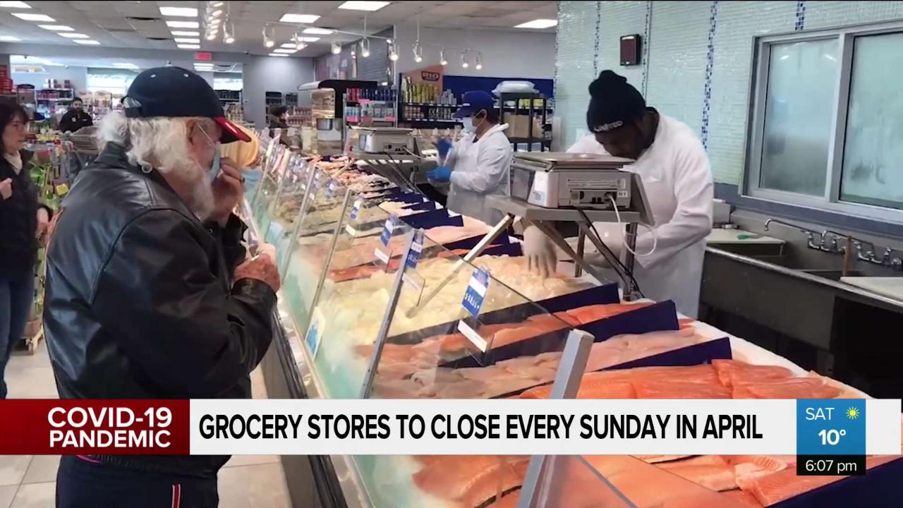 Grocery stores to close every Sunday in April