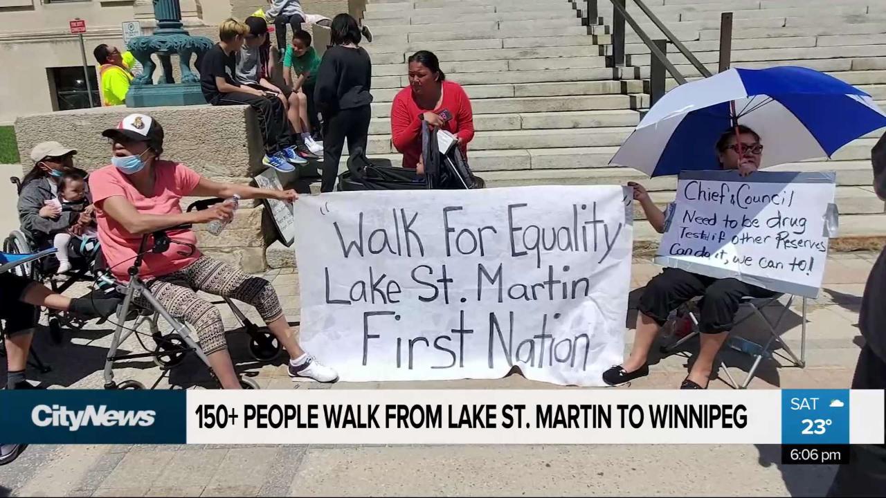 150+ people walk from Lake St. Martin to Winnipeg